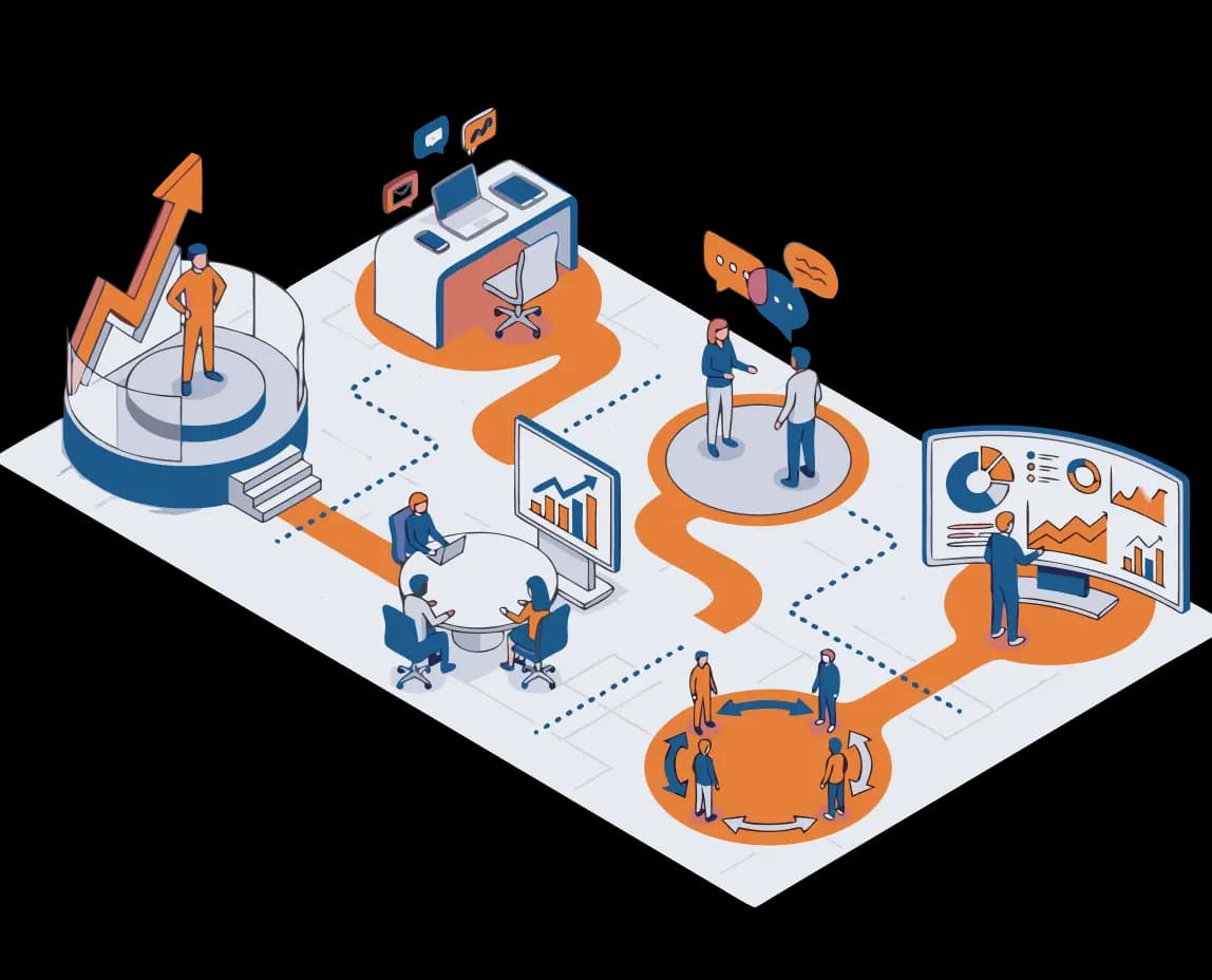 Detailed illustration of sales study roadmaps and steps